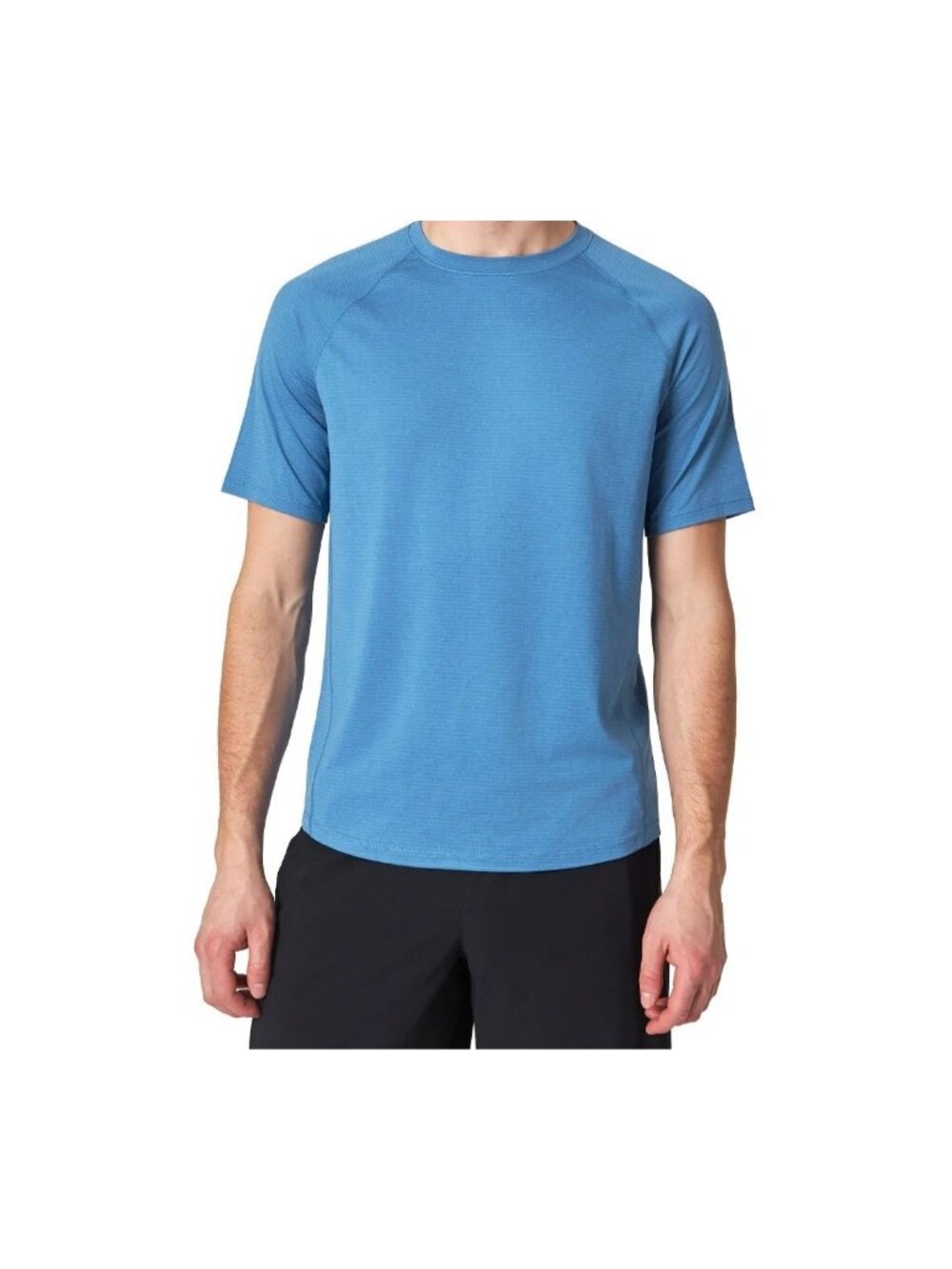 NWT Mondetta Men's L Active Stripe Tee Shirt Blue Moisture-Wicking Stretch